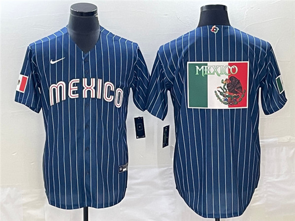 Men's Mexico Baseball Navy Team Big Logo World Baseball Classic Stitched Jersey 002